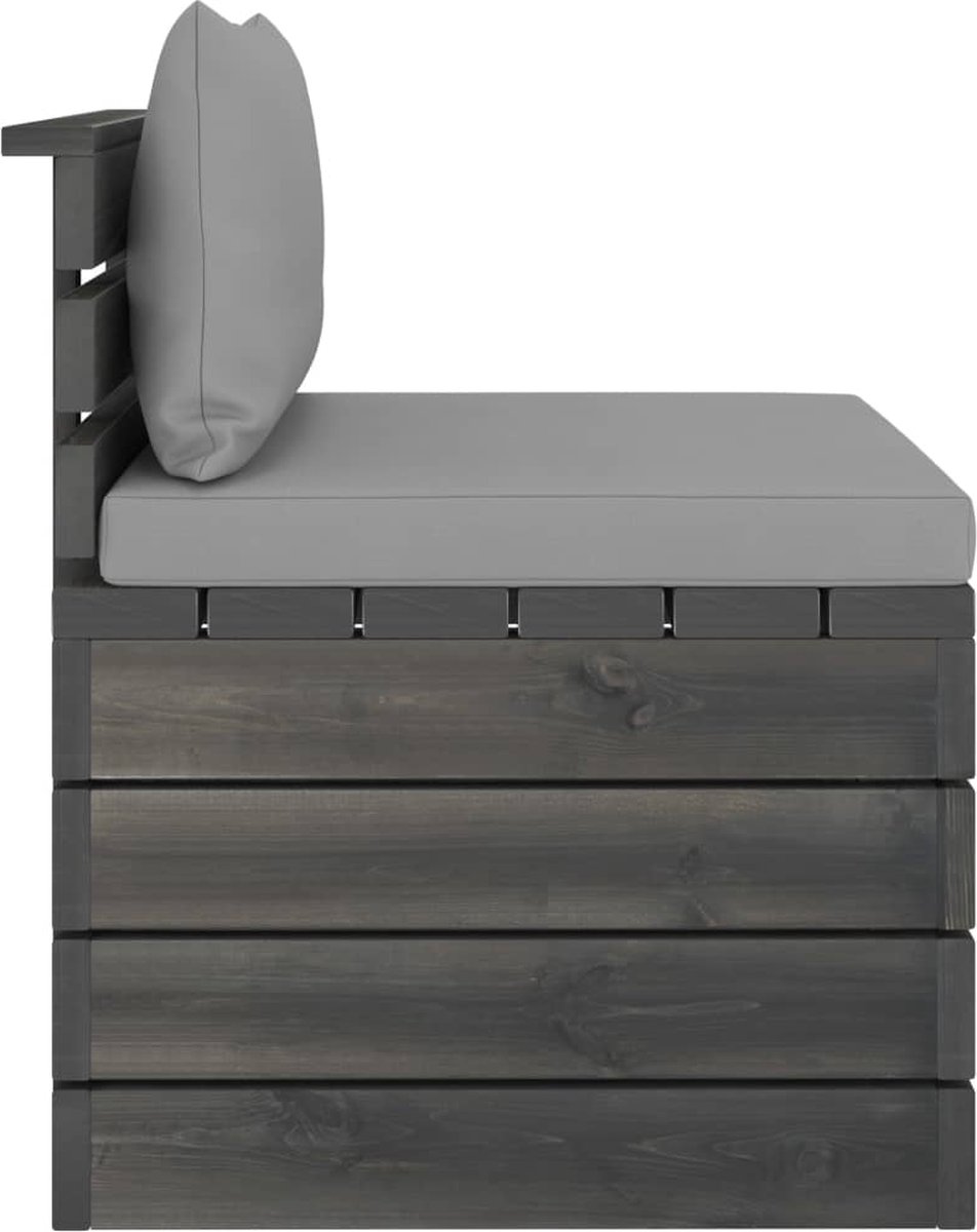 Vidaxl 2-delige Loungeset Met Kussens Pallet Massief Grenenhout - Grijs