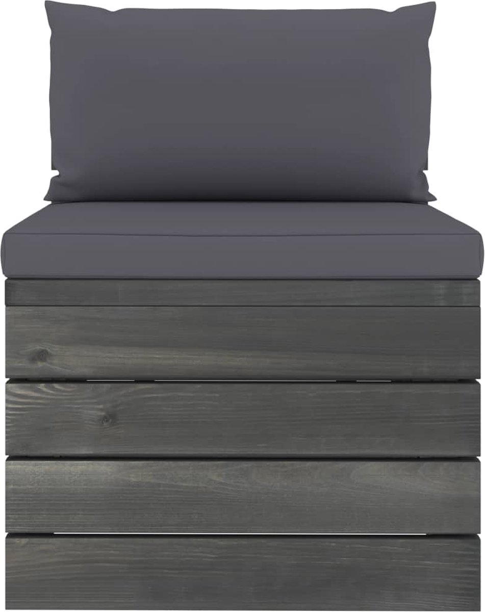 Vidaxl 2-delige Loungeset Met Kussens Pallet Massief Grenenhout - Grijs