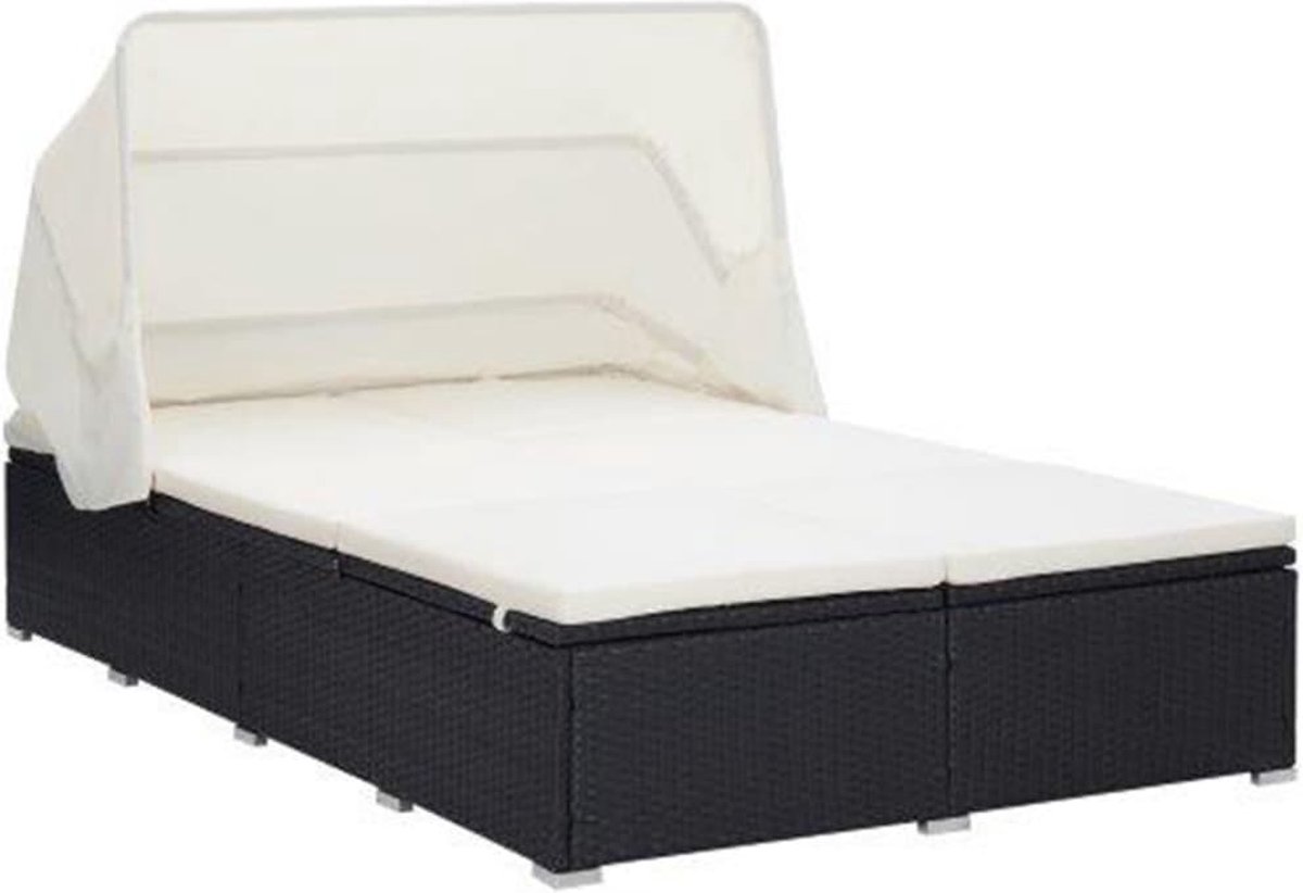 Vidaxl Ligbed Met Kussen 2-persoons Poly Rattan - Negro