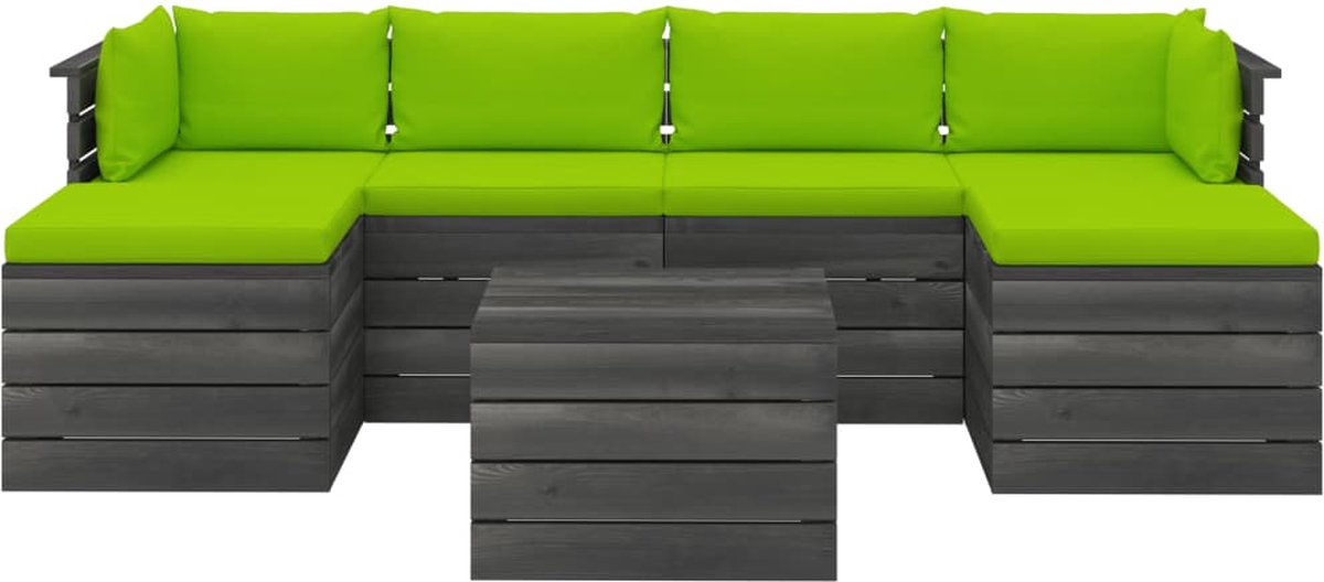 Vidaxl 7-delige Loungeset Met Kussens Pallet Massief Grenenhout - Groen