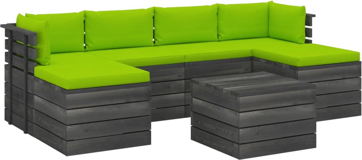 Vidaxl 7-delige Loungeset Met Kussens Pallet Massief Grenenhout - Groen