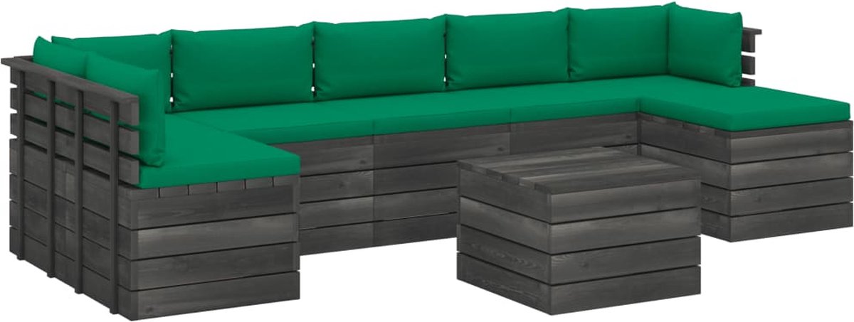 Vidaxl 8-delige Loungeset Met Kussens Pallet Massief Grenenhout - Groen