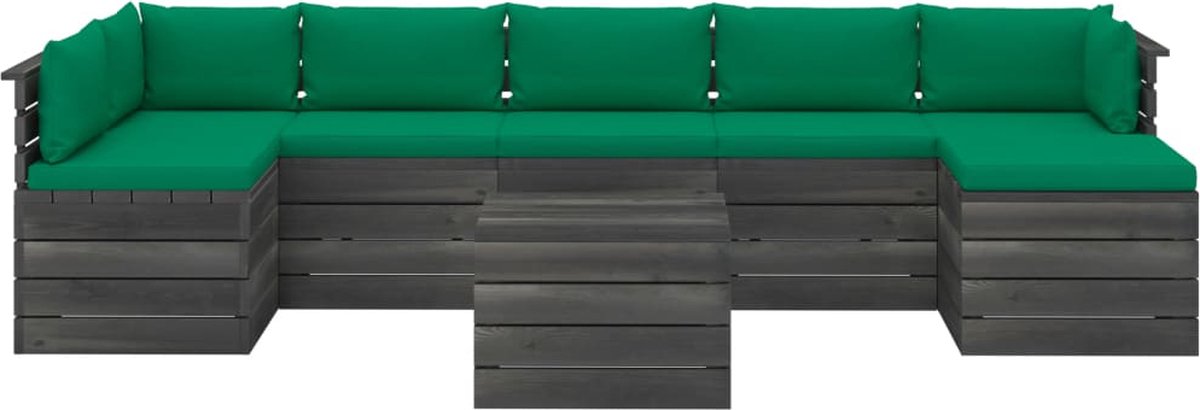 Vidaxl 8-delige Loungeset Met Kussens Pallet Massief Grenenhout - Groen