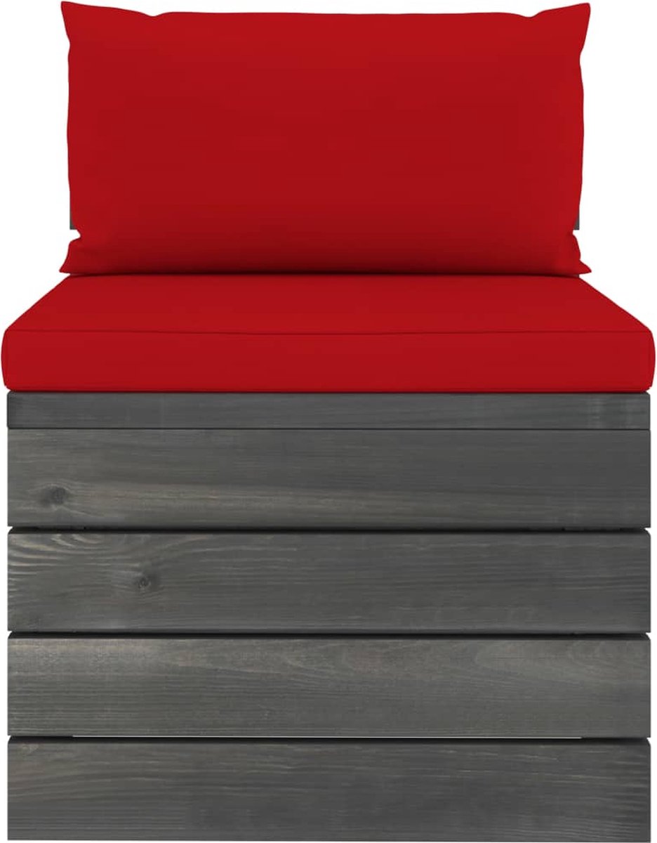 Vidaxl 9-delige Loungeset Met Kussens Pallet Massief Grenenhout - Rood