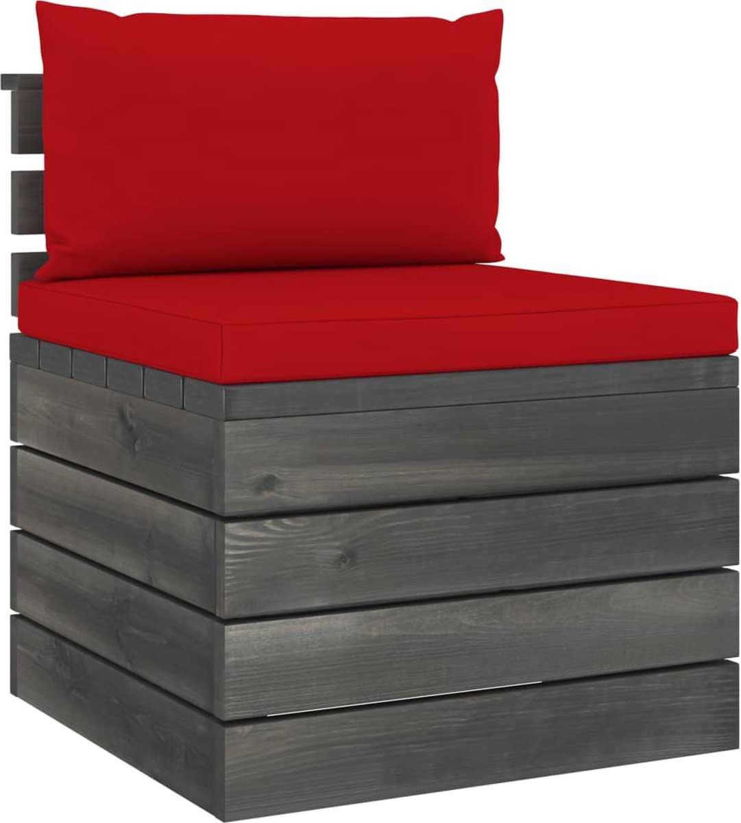 Vidaxl 9-delige Loungeset Met Kussens Pallet Massief Grenenhout - Rood