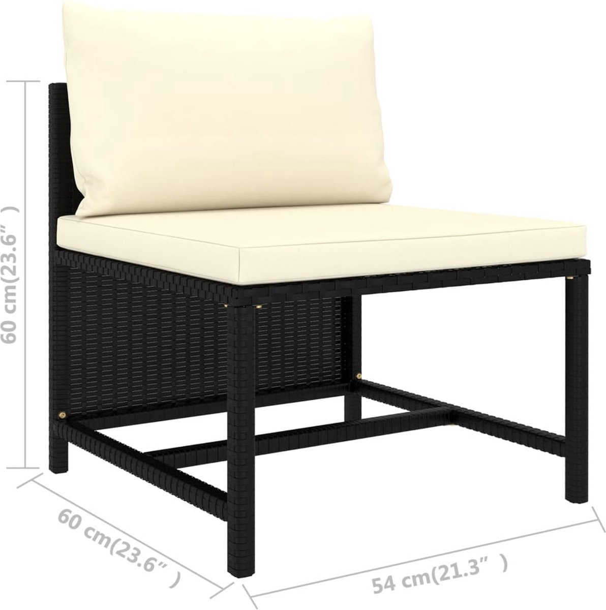 Vidaxl 3-delige Loungeset Met Kussens Poly Rattan - Zwart
