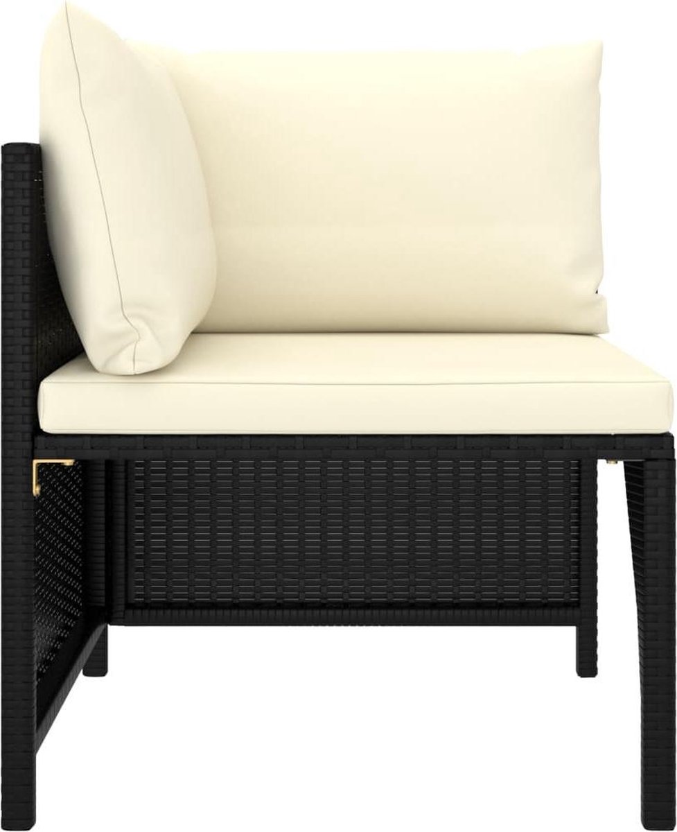 Vidaxl 3-delige Loungeset Met Kussens Poly Rattan - Zwart