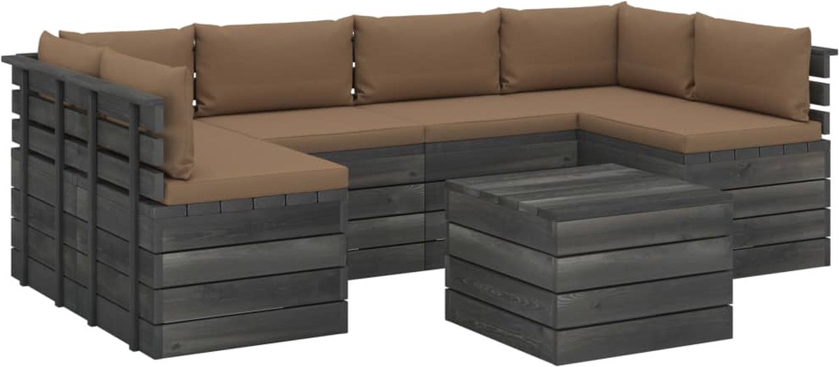 Vidaxl 7-delige Loungeset Met Kussens Pallet Massief Grenenhout - Bruin