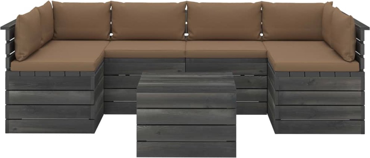 Vidaxl 7-delige Loungeset Met Kussens Pallet Massief Grenenhout - Bruin