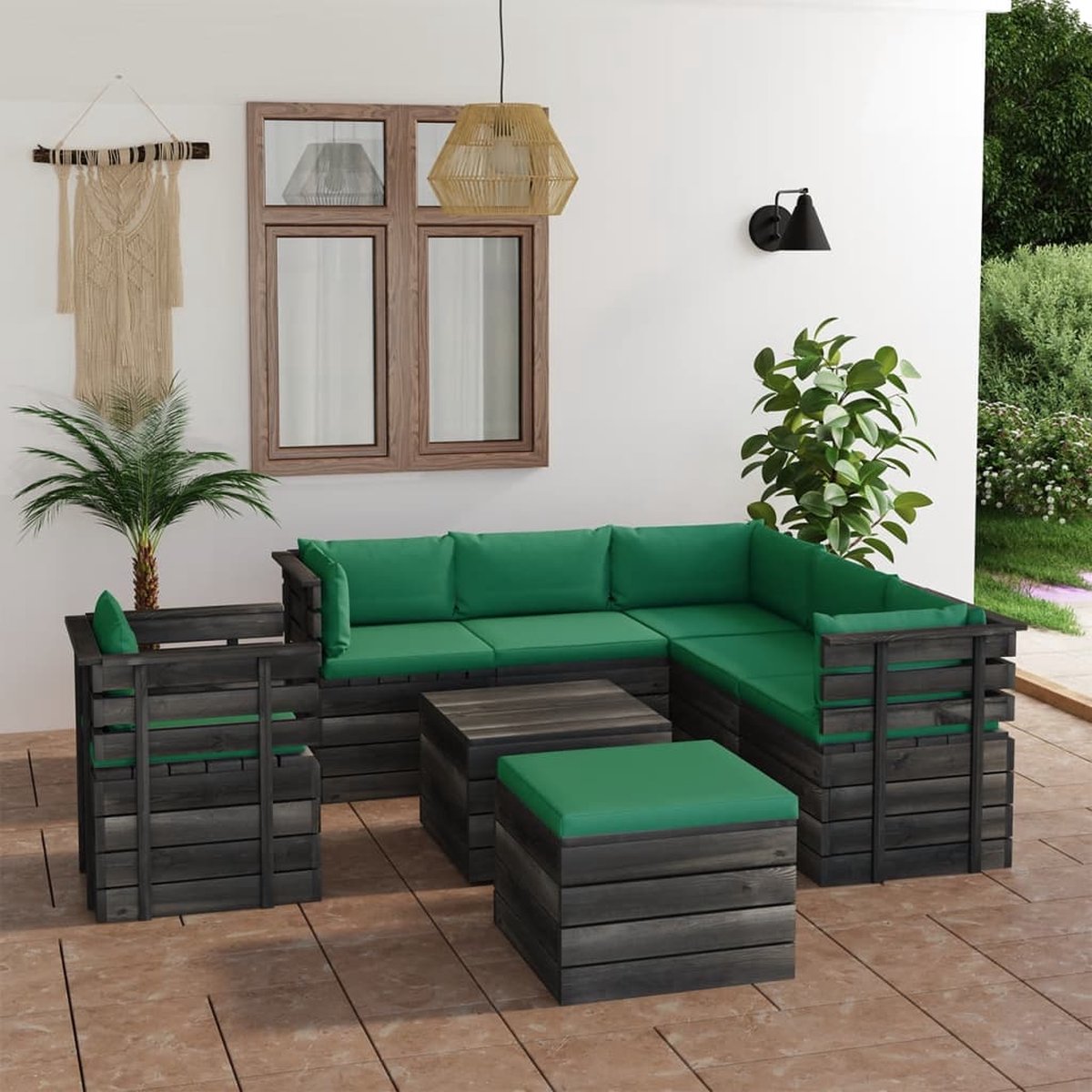 Vidaxl 8-delige Loungeset Met Kussens Pallet Massief Grenenhout - Verde