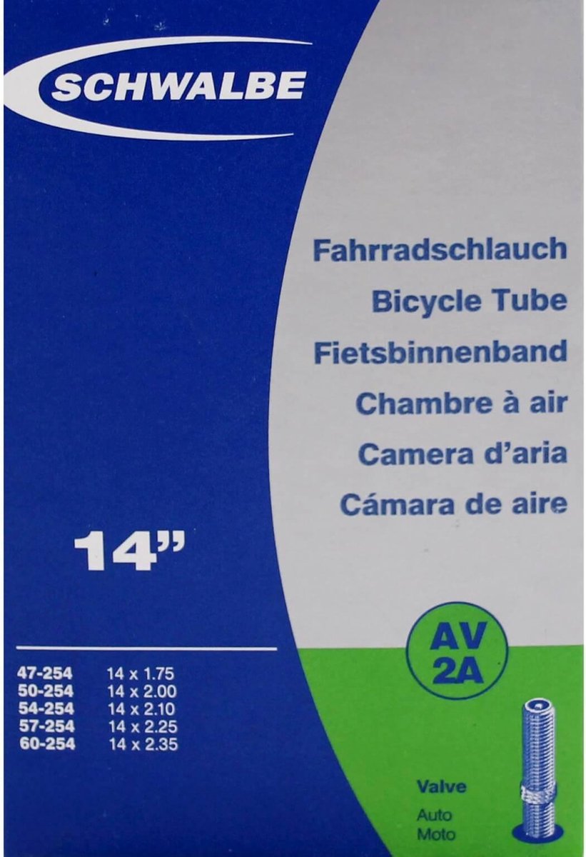 Schwalbe Binnenband Av2a 14 X 1.75-2.35 (47/60-254) 40 Mm - Zwart