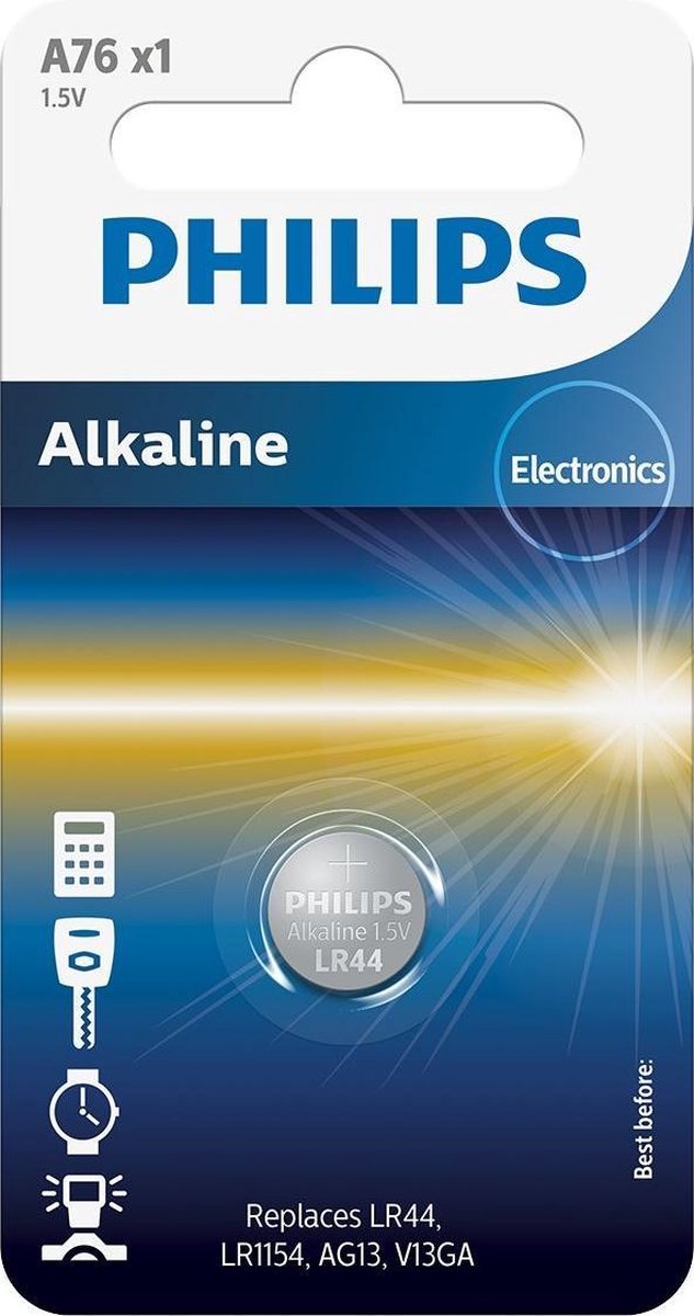 Philips Alkaline A76 Lr44 Batterij 1.5v Per Stuk
