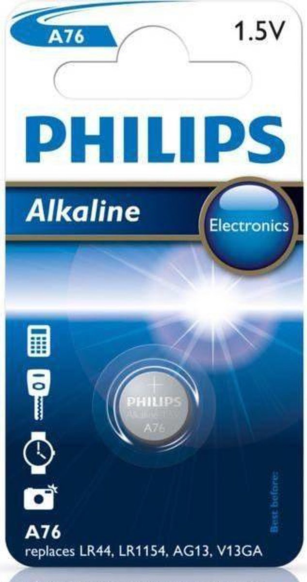 Philips Alkaline A76 Lr44 Batterij 1.5v Per Stuk