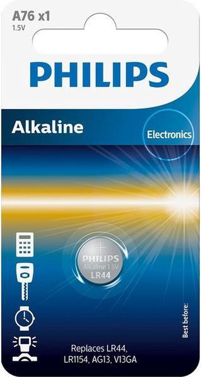 Philips Alkaline A76 Lr44 Batterij 1.5v Per Stuk
