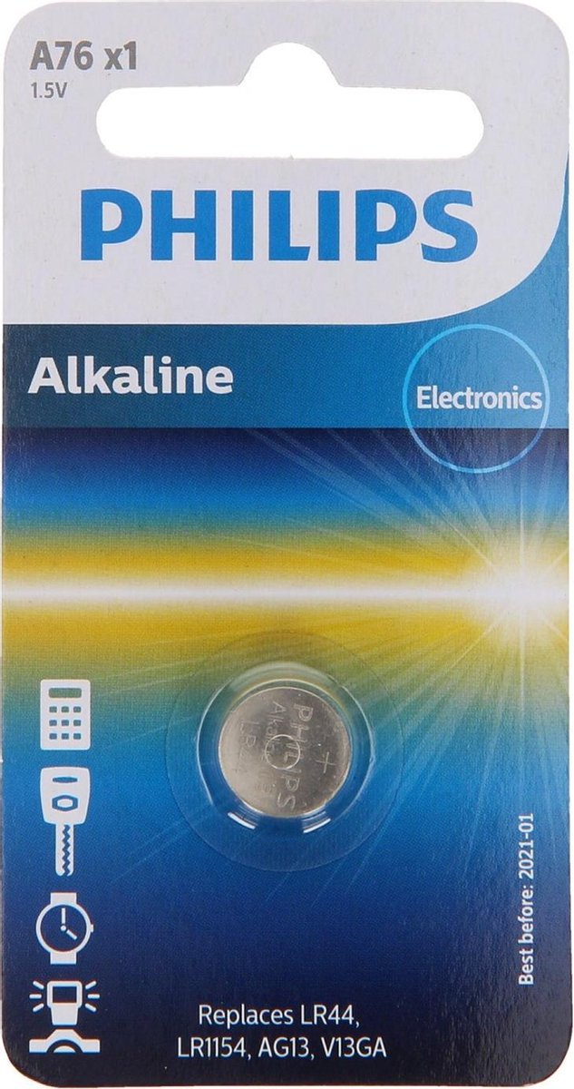 Philips Alkaline A76 Lr44 Batterij 1.5v Per Stuk