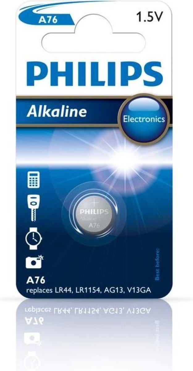 Philips Alkaline A76 Lr44 Batterij 1.5v Per Stuk