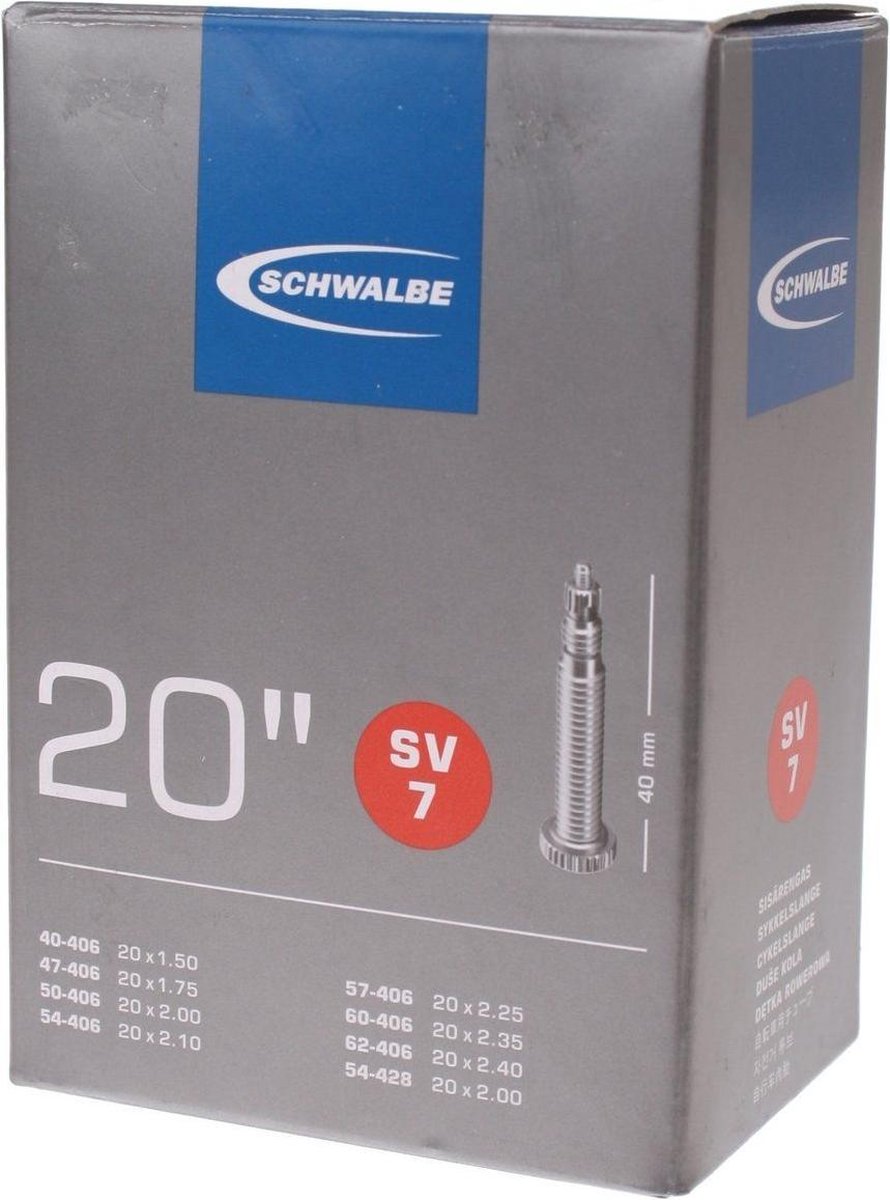 Schwalbe Binnenband 20 X 1.5/2 Inch (40/62-406/428) Sv7 Fv 40 Mm - Zwart