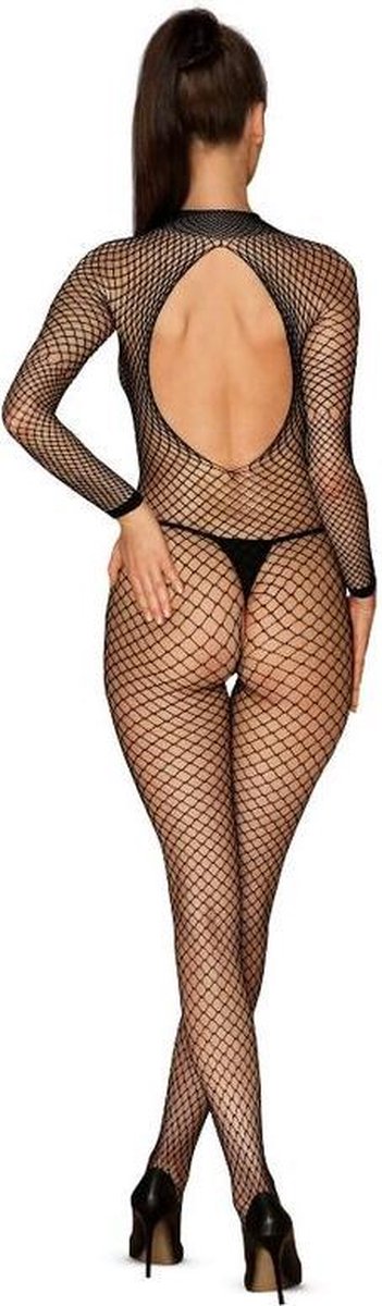 Obsessive Visnet Catsuit Met Sexy Achterkant - - Zwart
