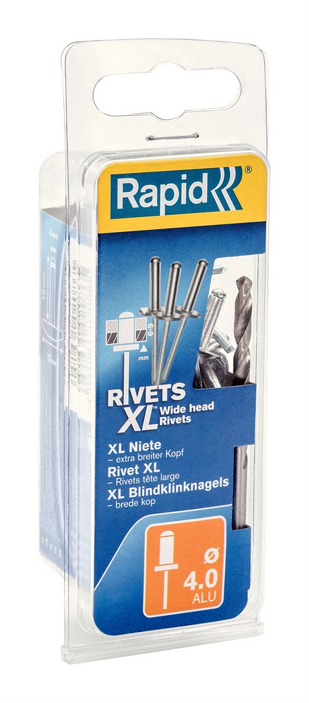 Rapid XL blindklinknagels Ø4,0 x 10 mm, 50 stuks + boor - 5000660