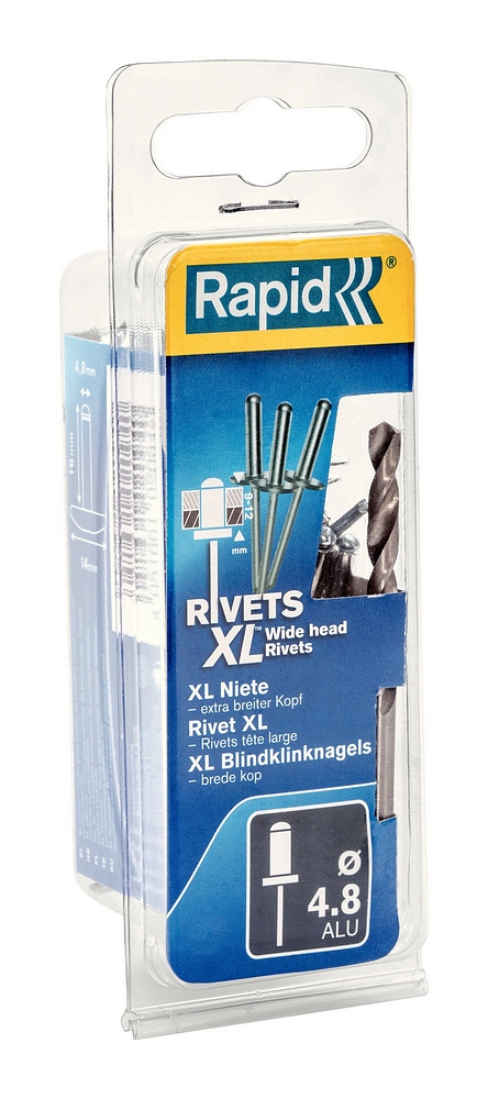 Rapid XL blindklinknagels Ø4,8 x 30 mm, 25 stuks + boor - 5000668