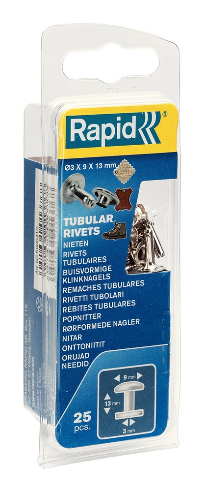 Rapid Buisvormige klinknagels Ø9 x 13 mm, 25 stuks + aambeeld - 5000416