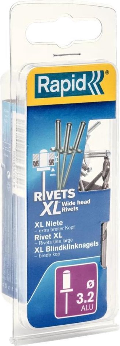 Rapid XL blindklinknagels Ø3,2 x 8 mm, 50 stuks + boor - 5000659