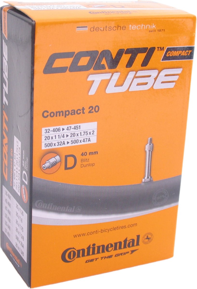 Continental Binnenband Compact 20 Inch (32-406 47-451) Dv 40 Mm - Zwart