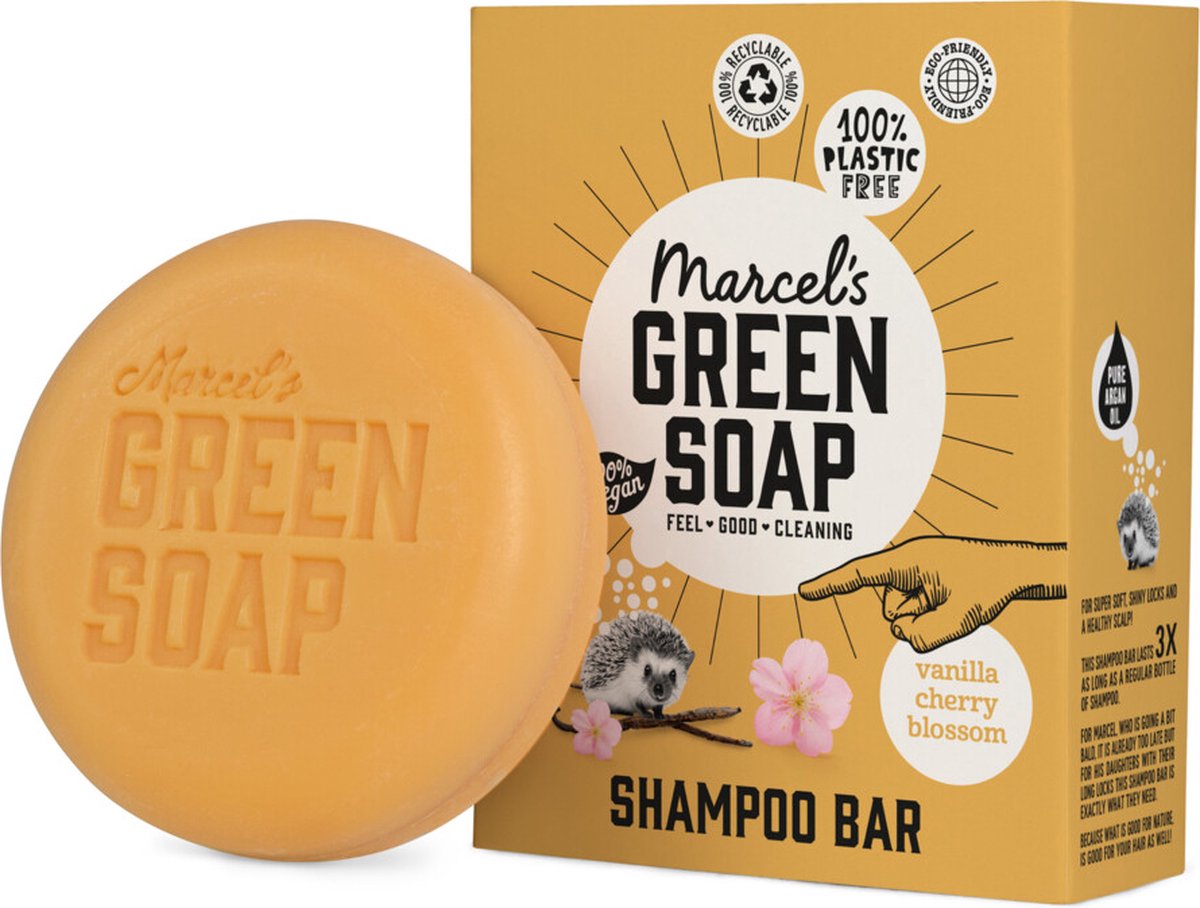 Marcels Green Soap Mgs Shampoo Bar Vanilla en Cherry Blossom 90gram