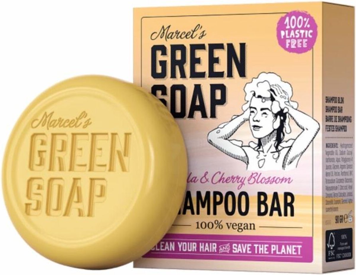 Marcels Green Soap Mgs Shampoo Bar Vanilla en Cherry Blossom 90gram