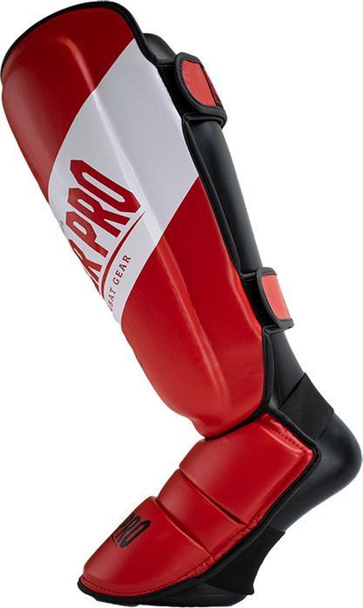 Super Pro Combat Gear Rebel Scheenbeschermers - Rood//Wit - XL - Zwart