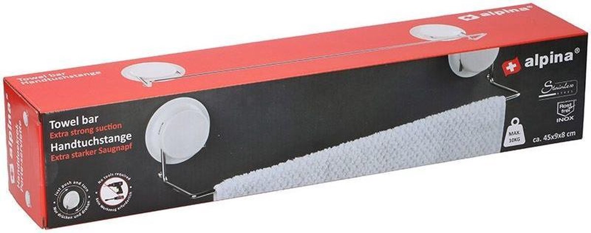 Alpina Handdoekrek - Met Zuignappen - Wit