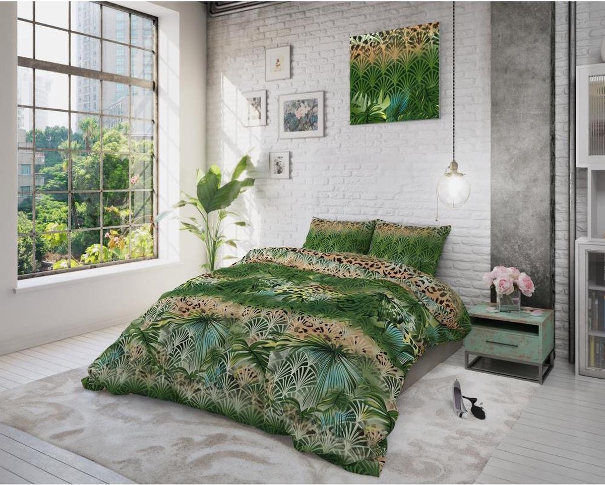 Sleeptime Trendy Jungle Green 2-persoons (200 x 200/220 cm + 2 kussenslopen) - Groen