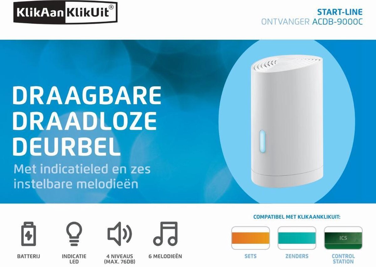 KlikAanKlikUit KlikAan KlikUit ACDB - Draadloze deurbel 70271 - Zwart