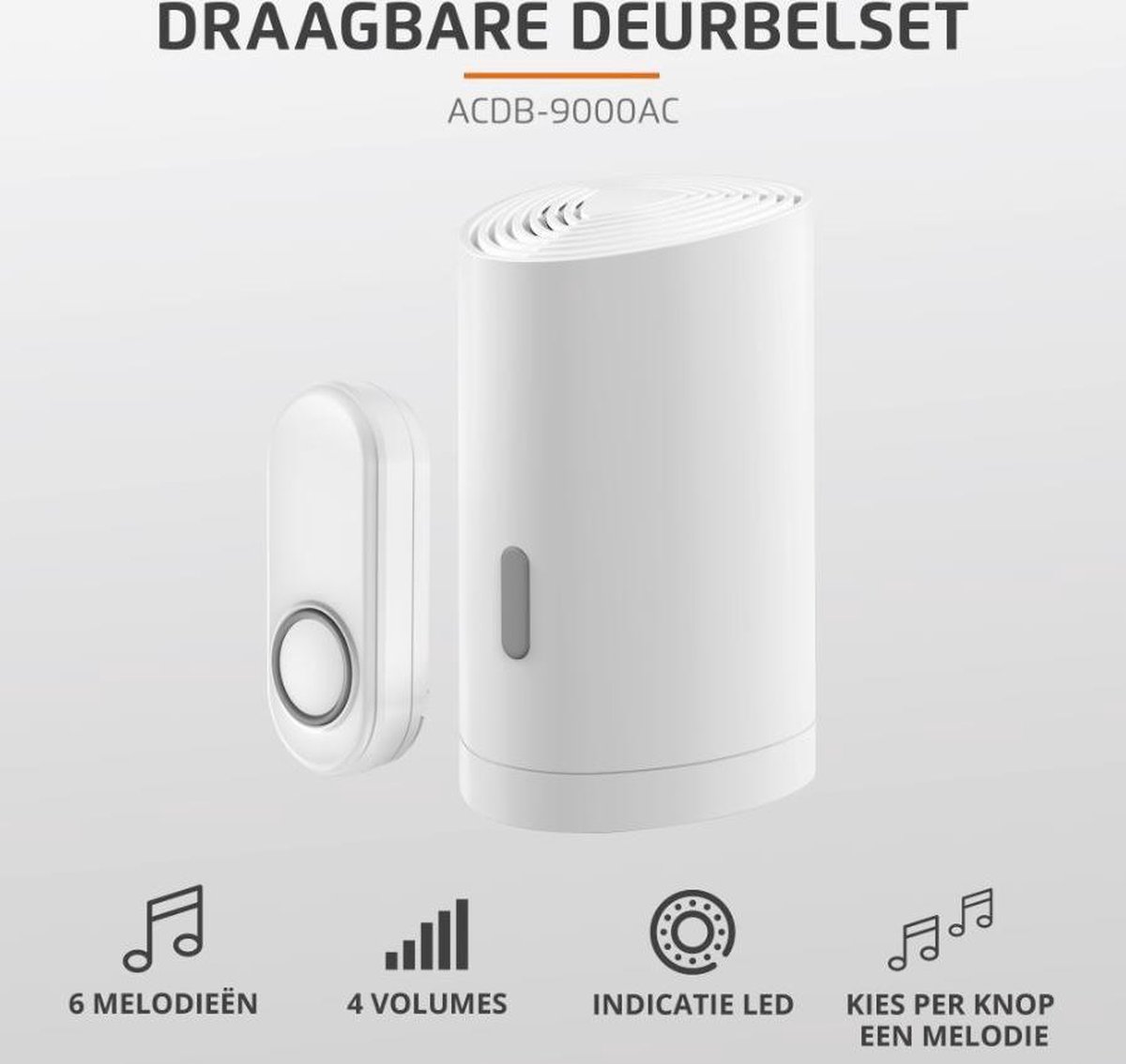 KlikAanKlikUit KlikAan KlikUit ACDB - Draadloze deurbel 70275 - Zwart
