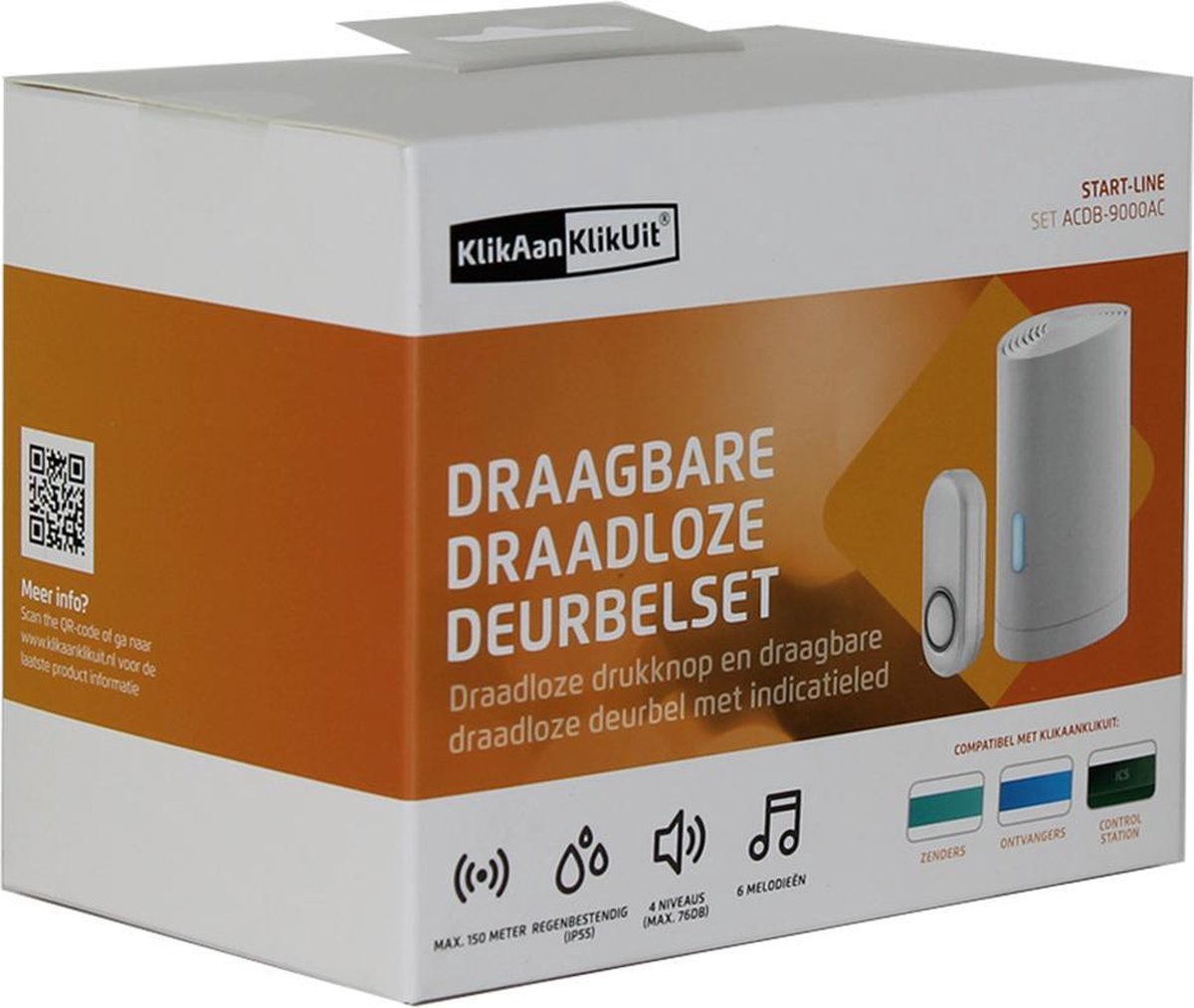 KlikAanKlikUit KlikAan KlikUit ACDB - Draadloze deurbel 70275 - Zwart