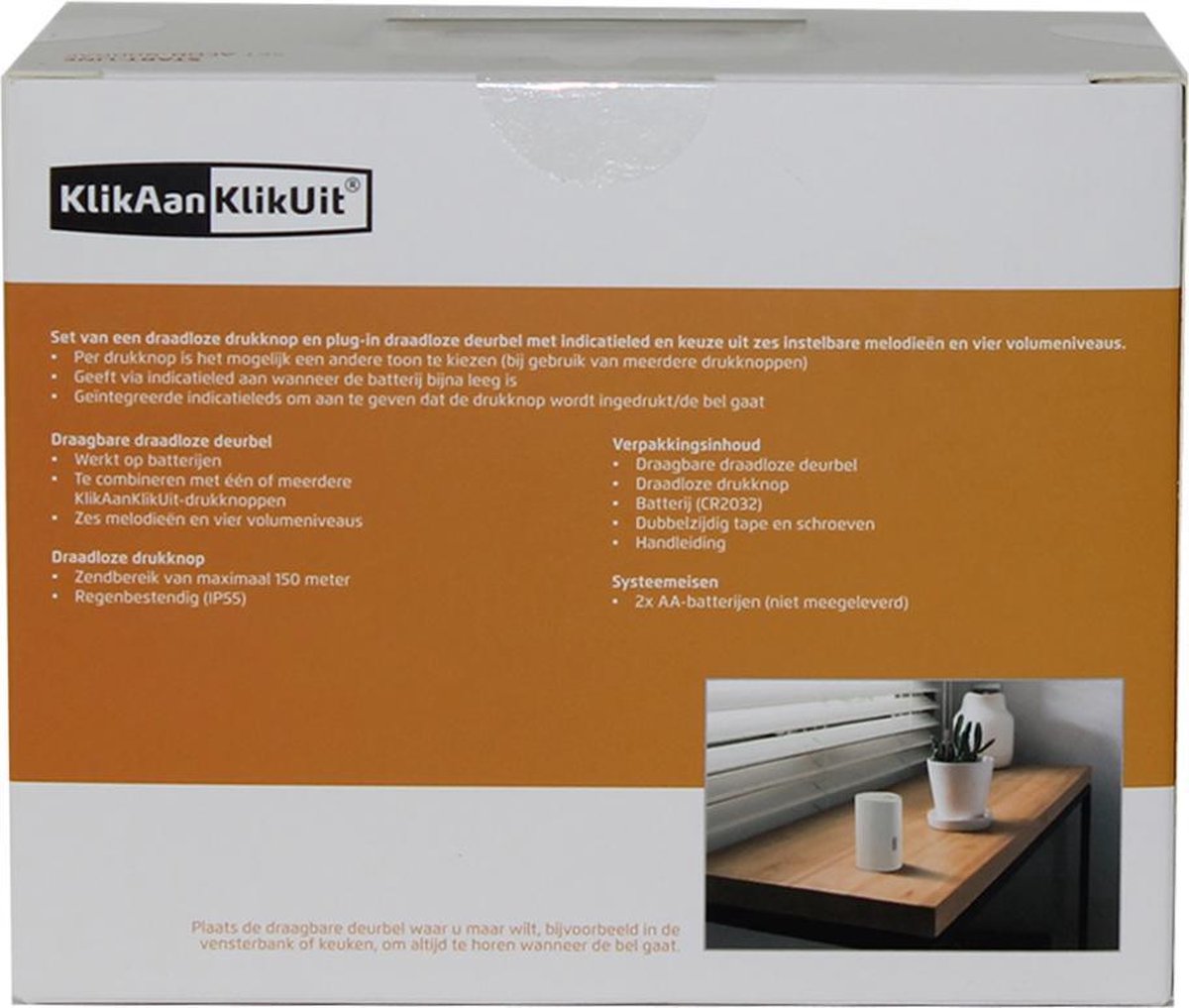 KlikAanKlikUit KlikAan KlikUit ACDB - Draadloze deurbel 70275 - Zwart