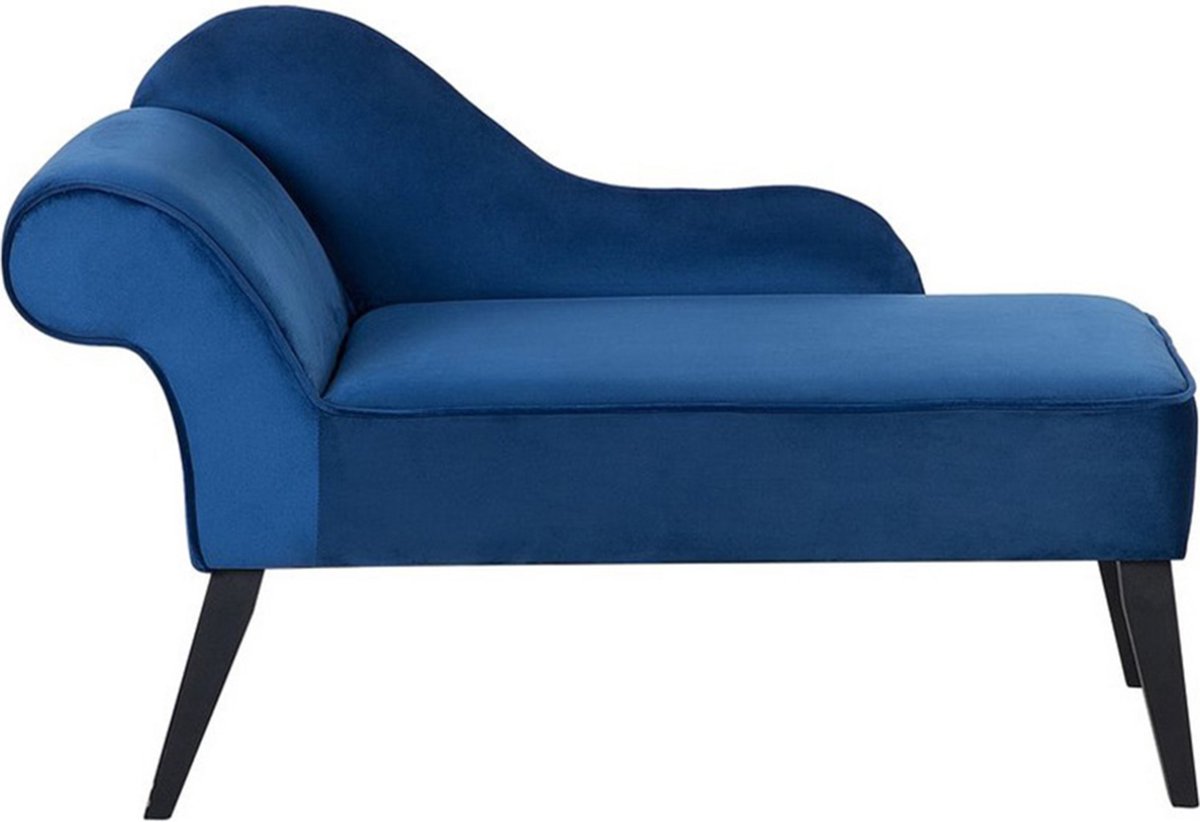 Beliani Biarritz Chaise Longue Fluweel 56 X 116 Cm - Blauw