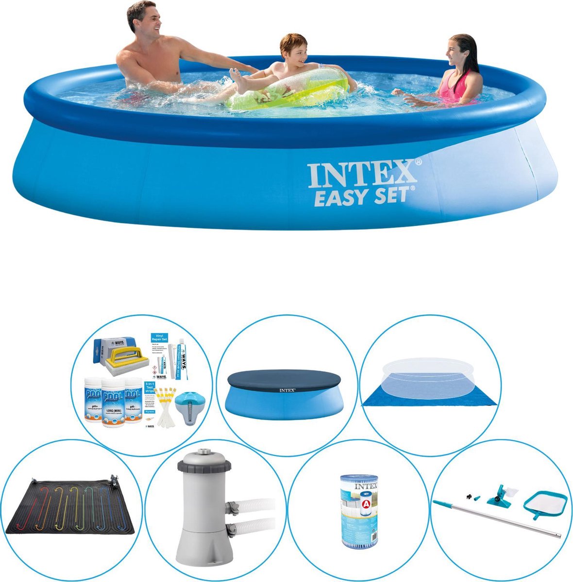 Intex Easy Set Rond 366x76 Cm - Zwembad Pakket - Blauw