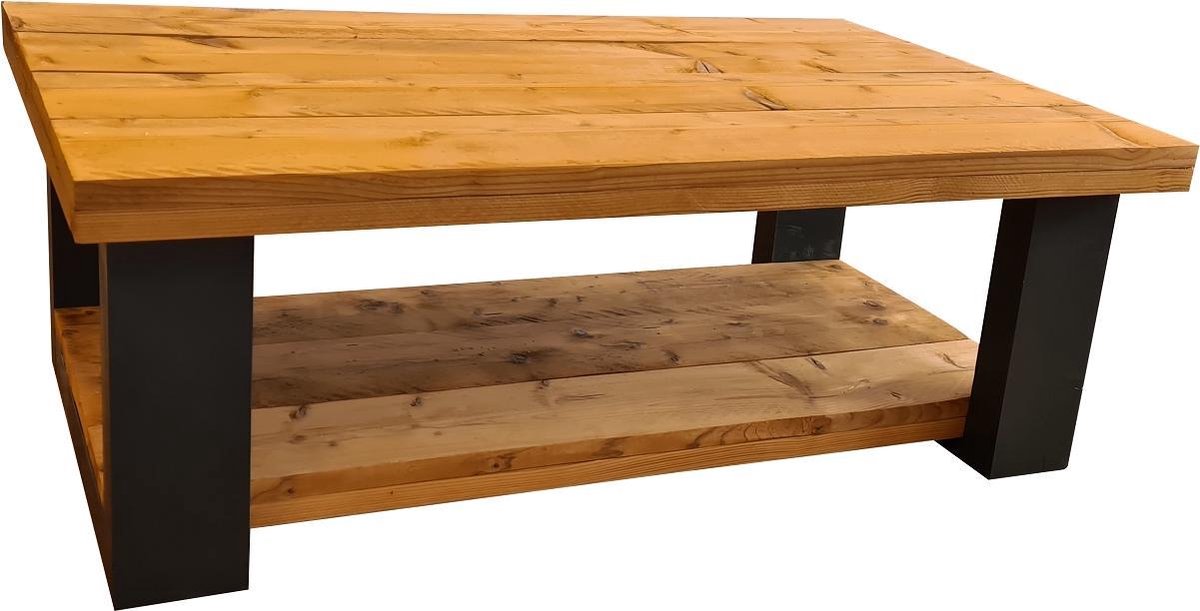 Wood4you - Salontafel New England - Roasted Wood 100lx72dx43h Dubbel - Bruin