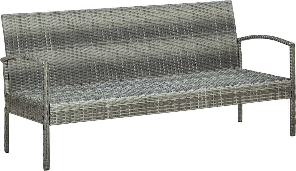 Vidaxl 5-delige Loungeset Met Kussens Poly Rattan - Grijs