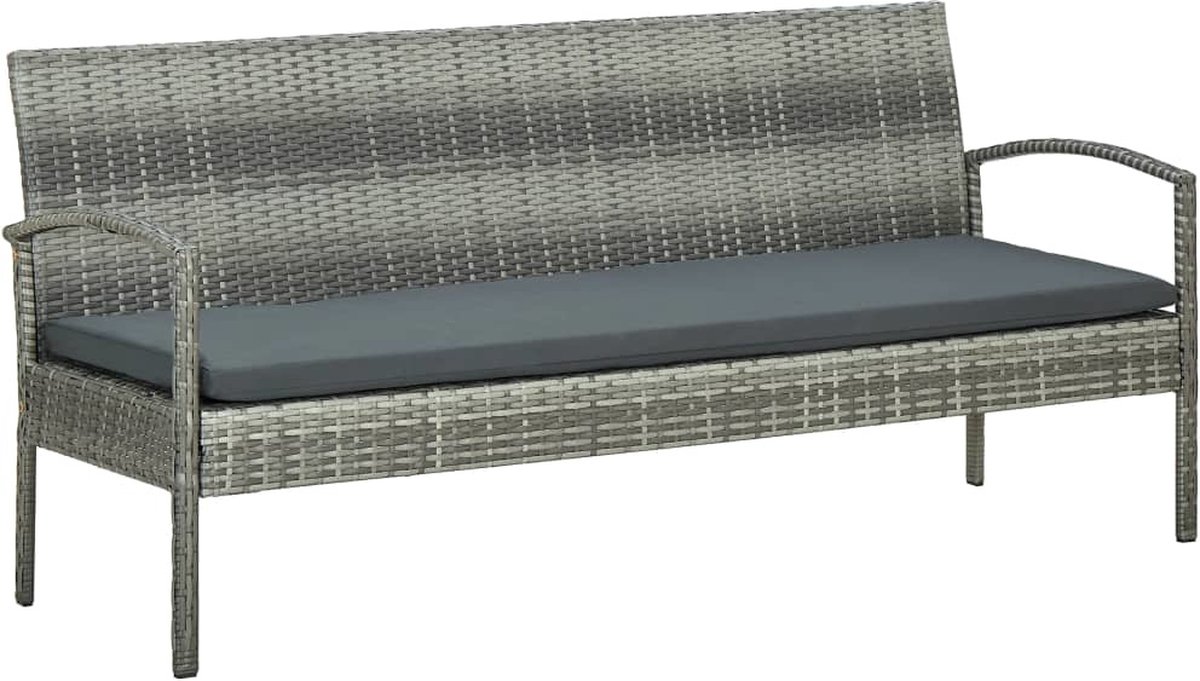 Vidaxl 5-delige Loungeset Met Kussens Poly Rattan - Grijs