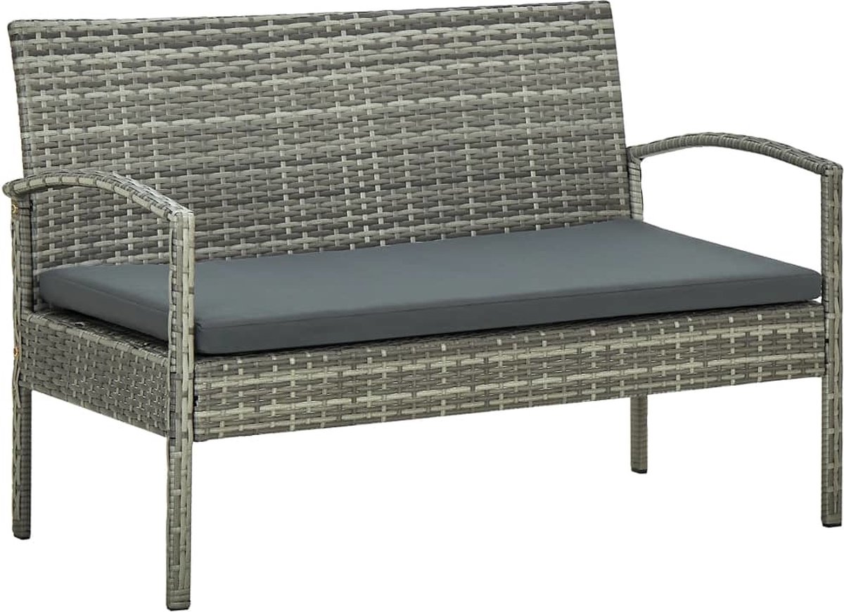 Vidaxl 5-delige Loungeset Met Kussens Poly Rattan - Grijs