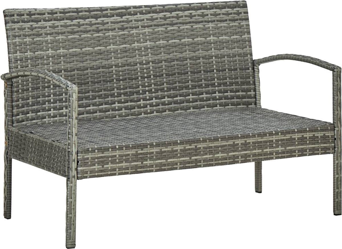 Vidaxl 5-delige Loungeset Met Kussens Poly Rattan - Grijs