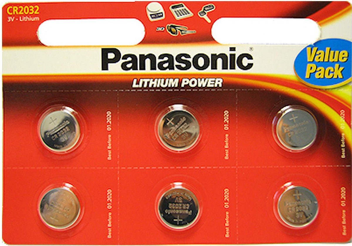 Panasonic - Lithium Knoopcel Cr2032 X6