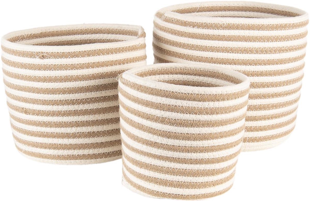 Clayre & Eef Opbergmanden (Set V 3) 6ro0517 (Set 3) Ø 26*21 / Ø 26*21 - Beige