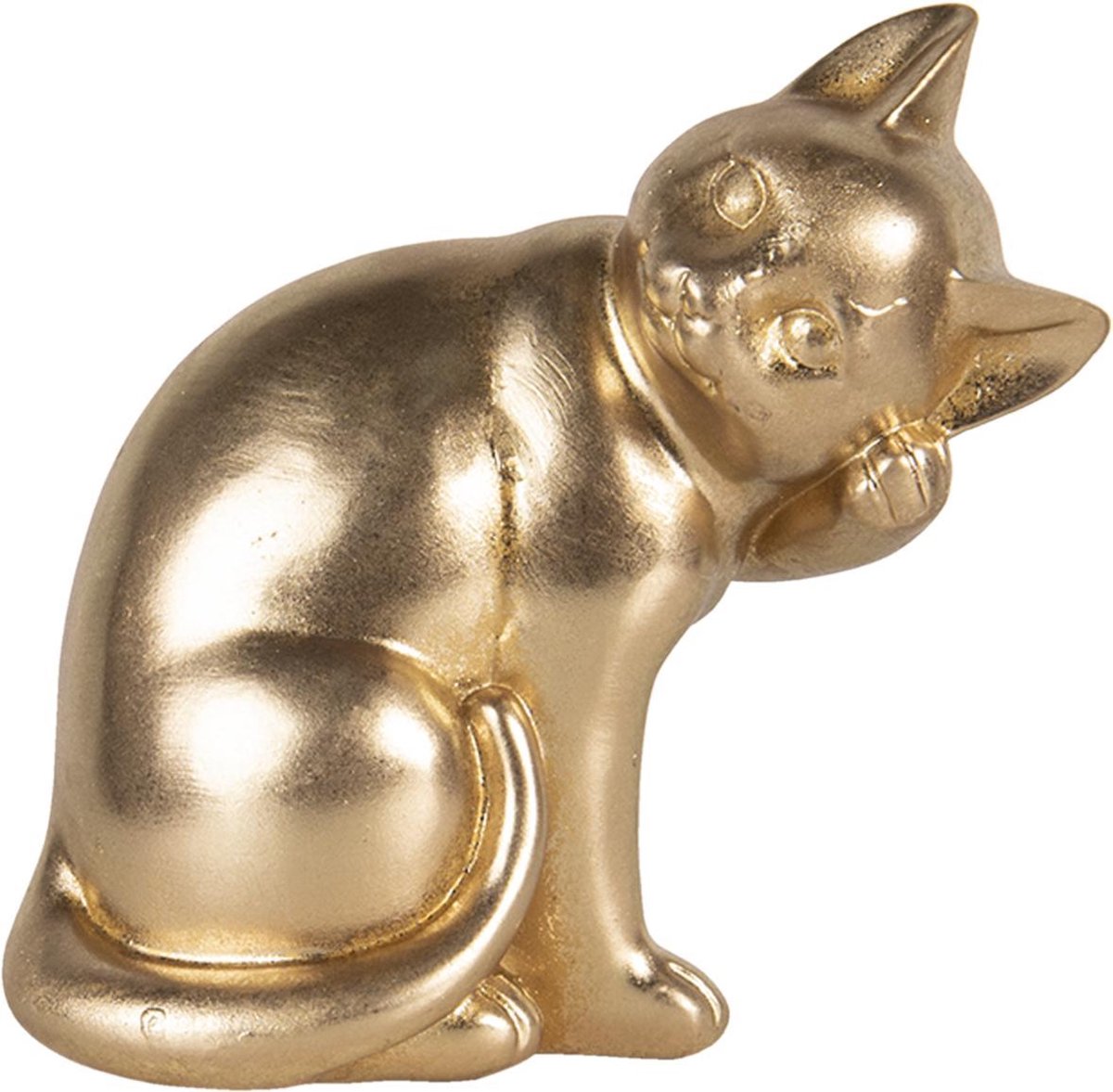 Clayre & Eef Decoratie Kat 6pr3439 21*13*20 Cmkleurig Polyresin - Goud