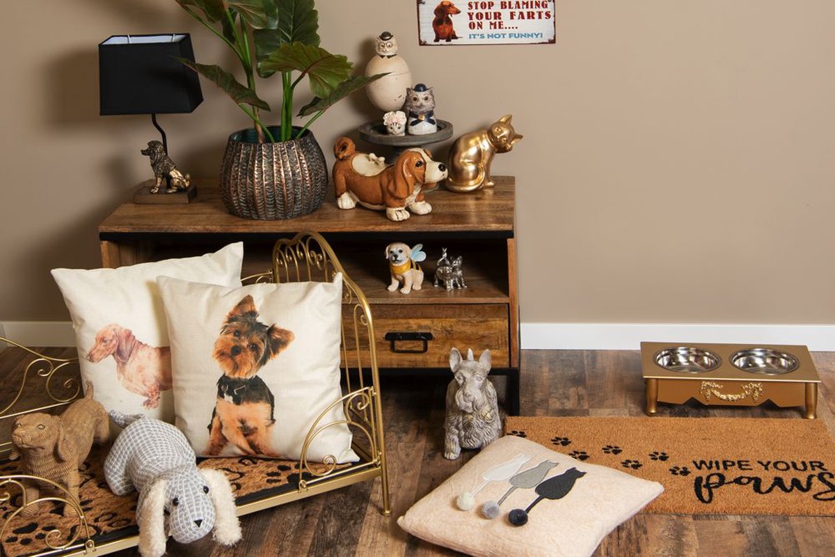 Clayre & Eef Decoratie Kat 6pr3439 21*13*20 Cmkleurig Polyresin - Goud