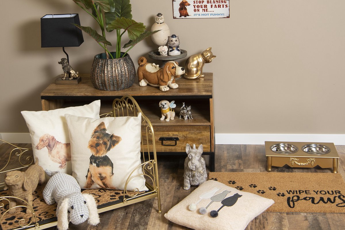 Clayre & Eef Decoratie Kat 6pr3439 21*13*20 Cmkleurig Polyresin - Goud