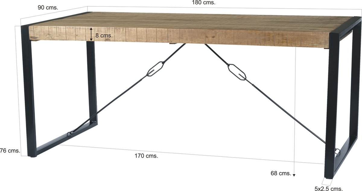 Livingfurn - Eettafel - Nairobi 180x90 Cm - Zwart