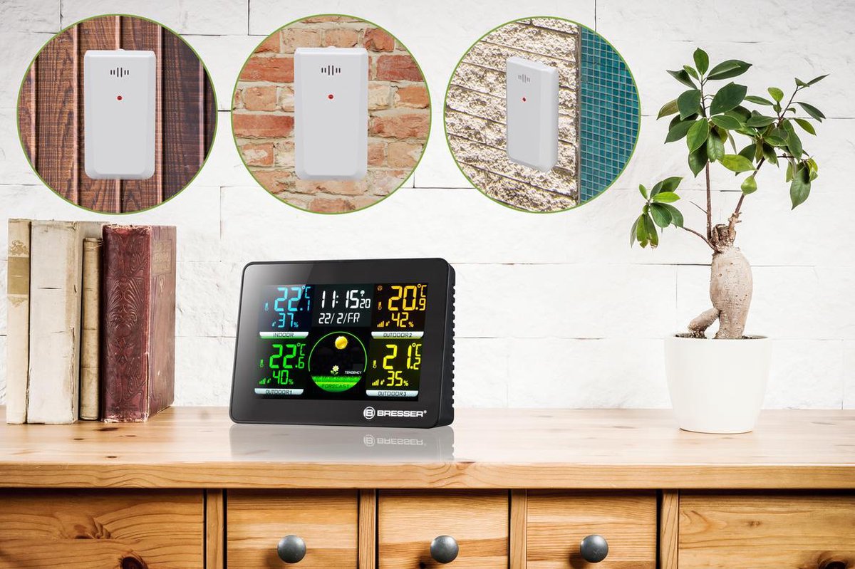 Bresser Weerstation Thermo Hygro Quadro Nlx 17 Cm 4-delig - Zwart